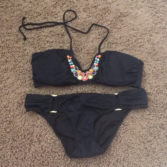 Victoria's Secret Bikini w/ Jeweled Neckline Halter Top L/M - Picture 3 of 8